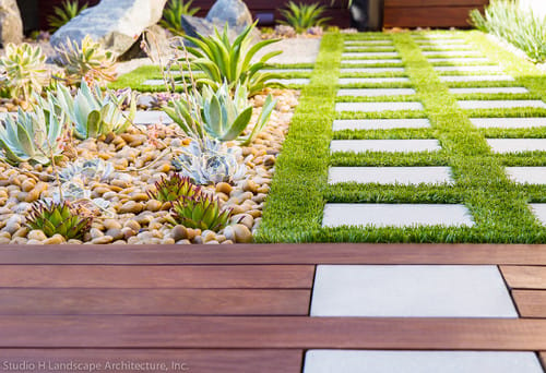 Artificial Grass + Ipe Wood Deck