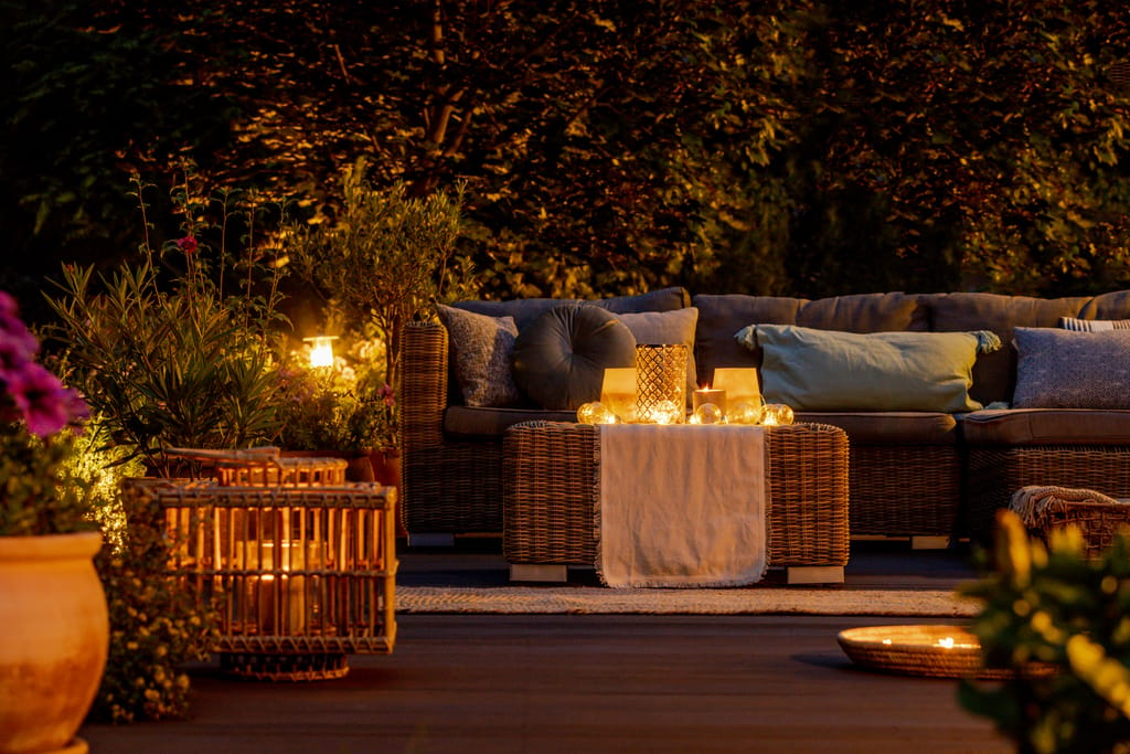 Cozy Patio seating at night