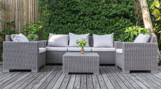 grayscale outdoor decor