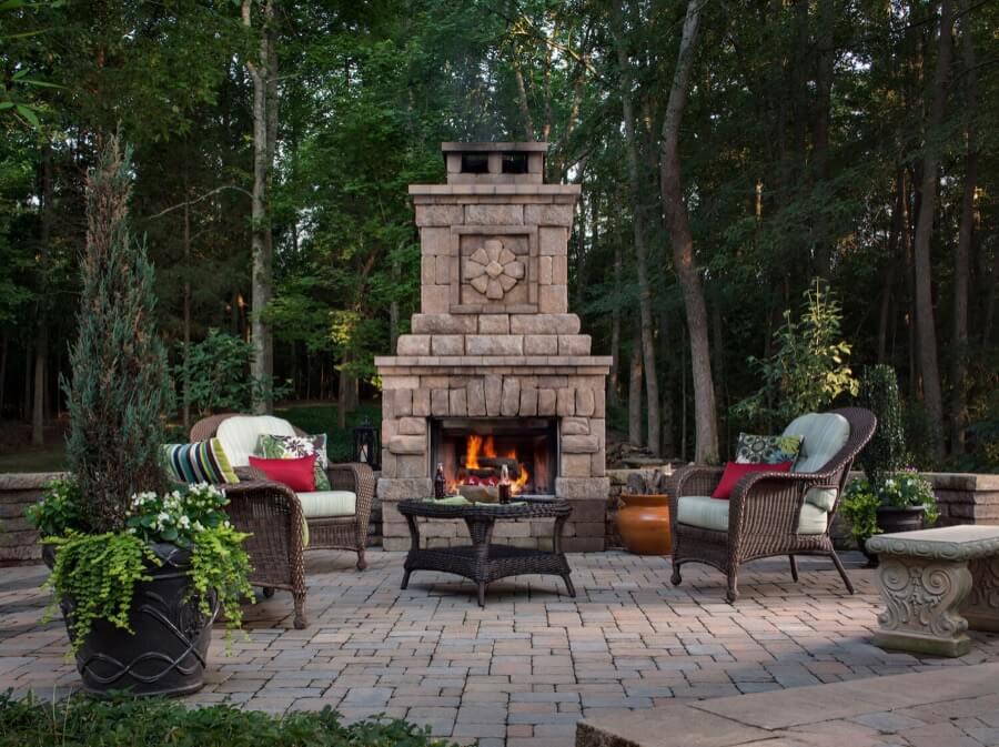 Outdoor Brick Fireplace - Landscaping Network