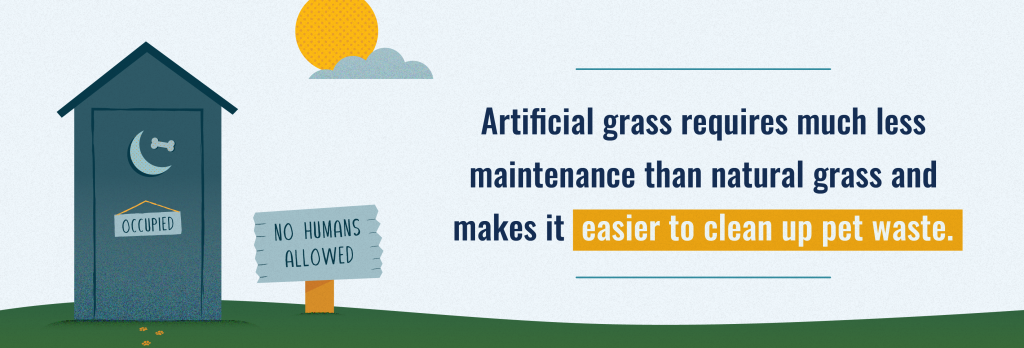 L'erba sintetica rende più facile la pulizia dei rifiuti degli animali domestici.