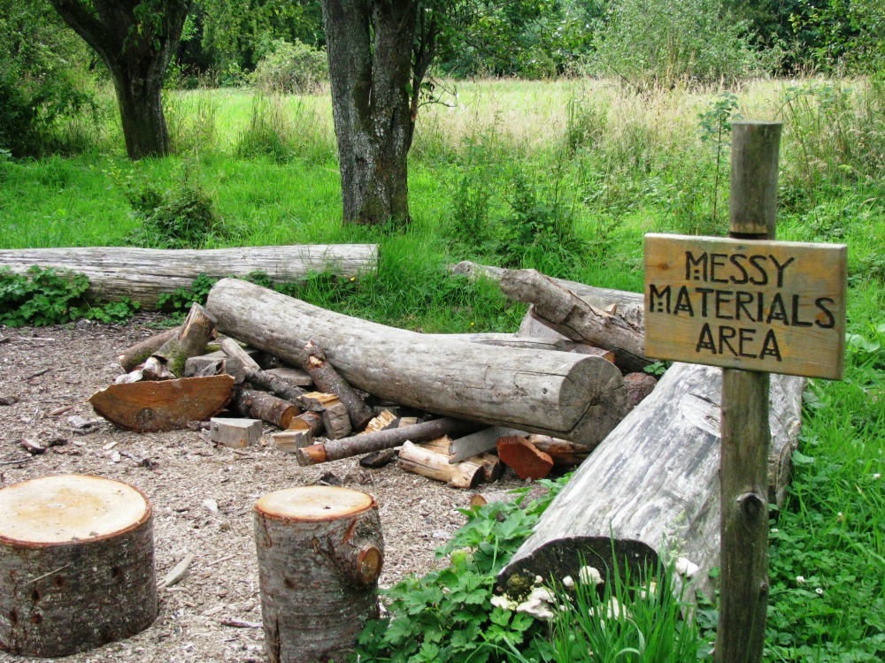 loose logs in a natural playspace