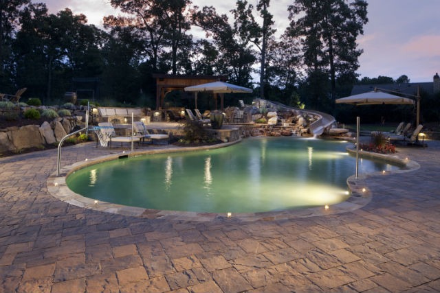 Landscaping near pool