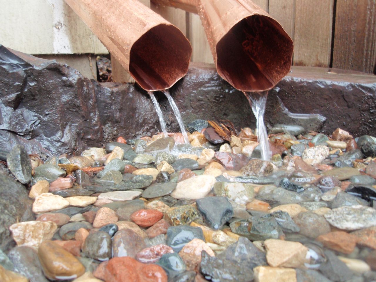 downspout collection ready for rain garden