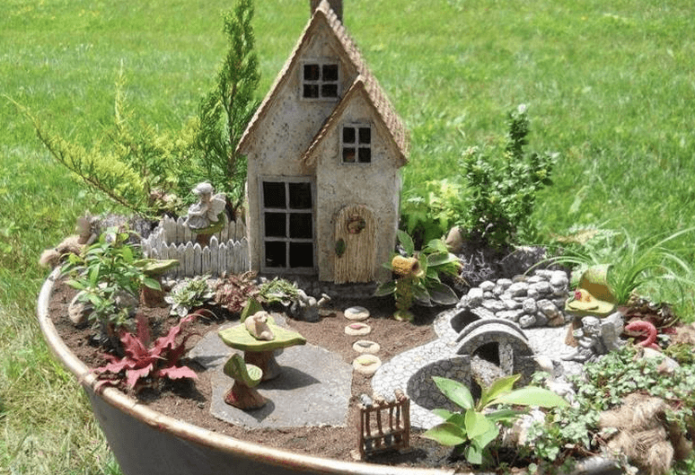 Fairy Hut with Stone Walls Fairy Garden Miniature House Treehouse for Gnomes
