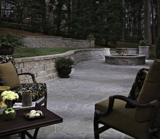 Paving Stone Patio with Fire Pit