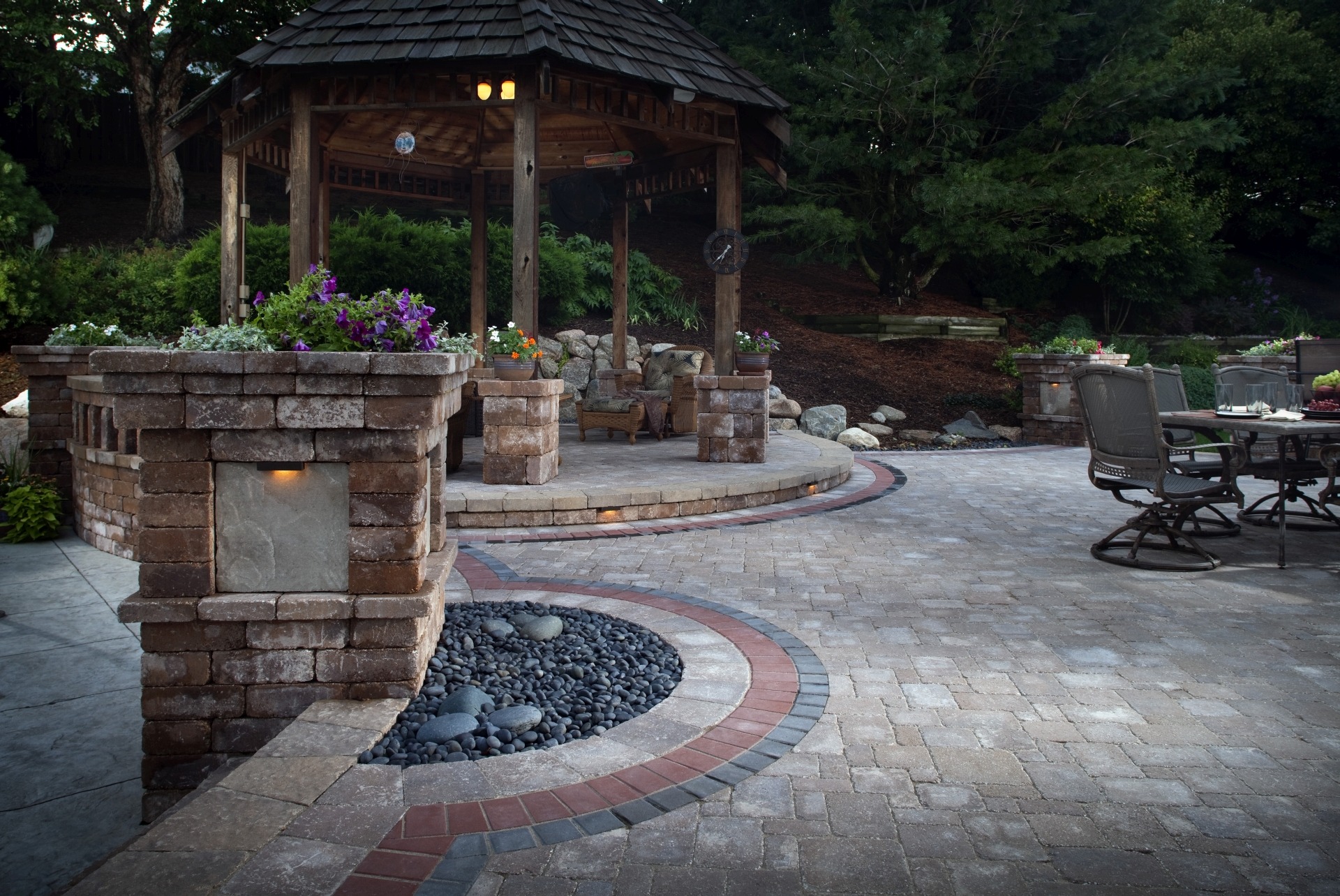 Paving Stone Patio with Seating Areas