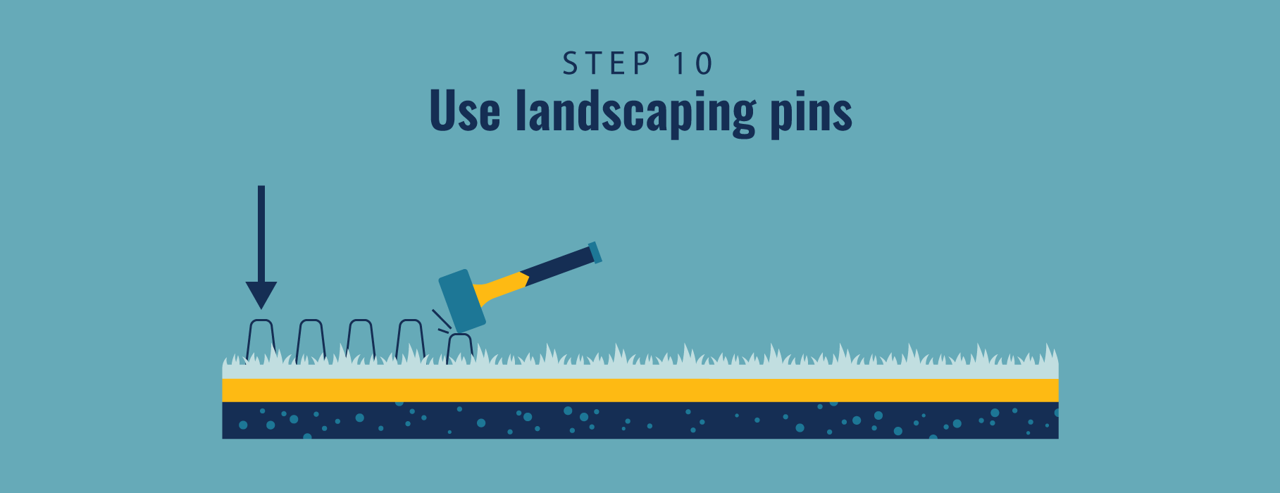 artificial turf step 10 use landscaping pins