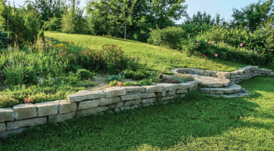retaining wall used to stabilize a slope 