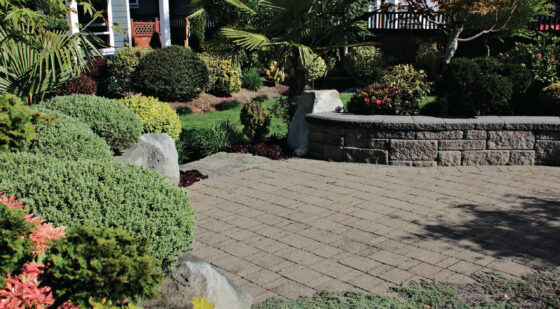 retaining wall used to define backyard features