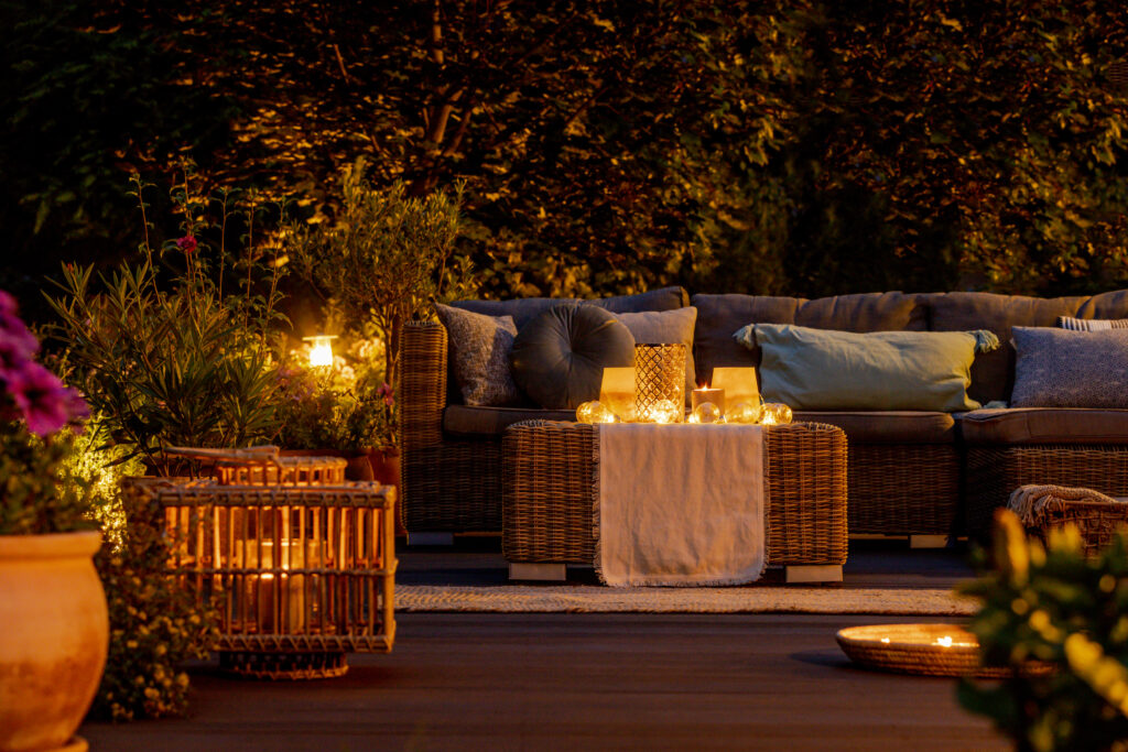 Cozy Patio seating at night