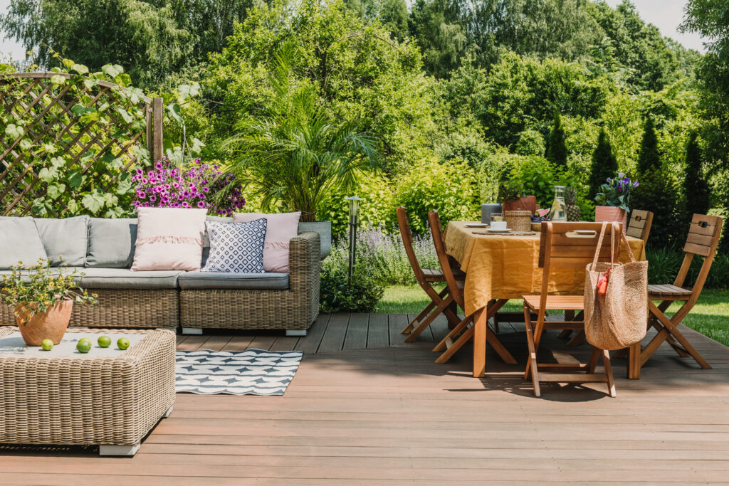 Patio seating and deck
