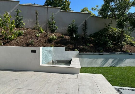 Retaining wall with water feature project at 92078