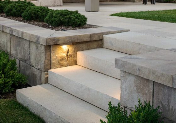 retaining wall and steps