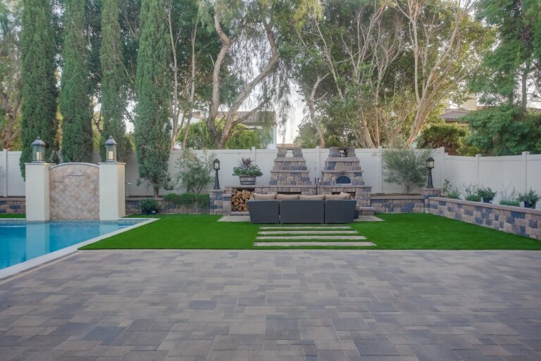 Patio facing the fireplace wall.