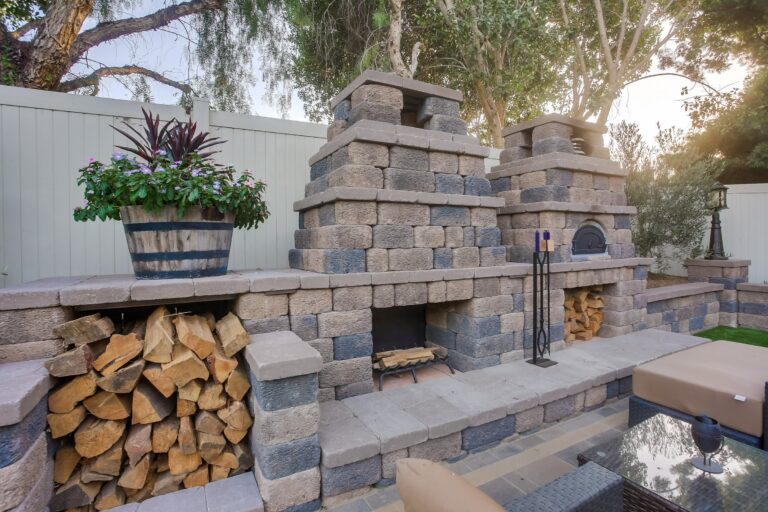 Close view of the masonry hearths.