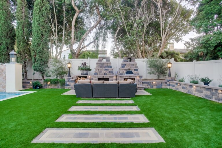 Stepping stone path to the lounge.